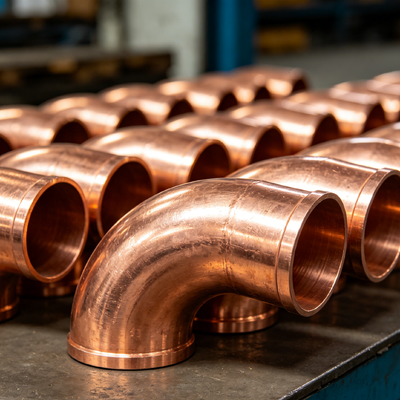 Coude en cuivre et nickel forgé CuNi 70/30, service basse température 90° LR ASTM B16.9